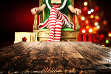 Table background of free space and christmas tree 