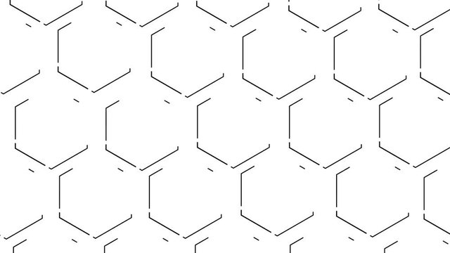 Many shape of the honeycomb moves the black line and at the end of the dotted line. White background