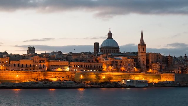 Morning hyper lapse of Valletta old town, Malta