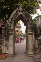 The entrance to the historic park  in The Wat Yai Chai Mongkhon, Thailand.