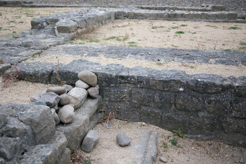 Ancient ruin of Roman Fort at Segedunum Roman Fort in Wallsend, England