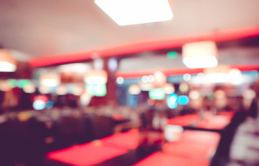 Colorful modern blurred empty cafe interior. De focused room.