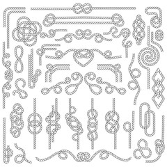 Rope knot. Marine cordage with nautical knots. Navy decoration elements © SpicyTruffel