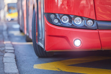 Public transportation / bus in urban surroundings on a station. © astrosystem