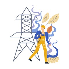 Electrician professional male expert in electricity power station