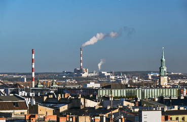A bird's eye view of the city center of Poznan.