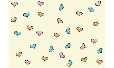A cute heart pattern. Illustrated vector seamless pattern.