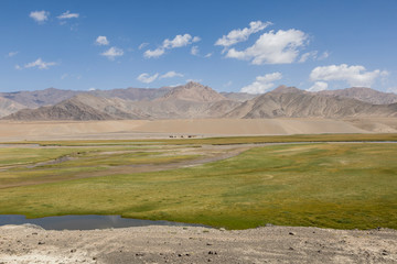 Landscape in the Pamir mountains in the area of Murghab in Tajikistan