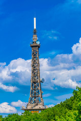 Famous metallic tower at fourviere hill in Lyon, France