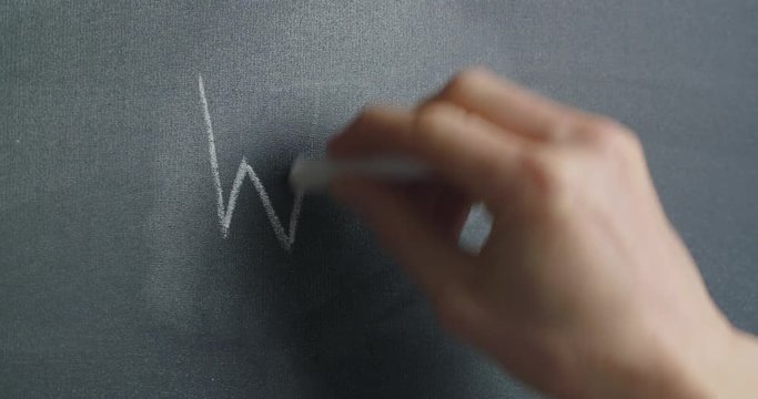 Teamwork concept - hand erases an I and writes WE over it, on a blackboard.