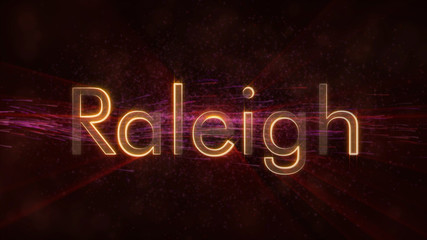 Raleigh - Shiny looping city name text animation