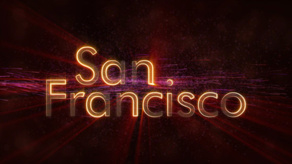 San Francisco - Shiny looping city name text animation