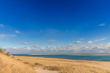 Coastline with sandy beach at Cape Cod in winter