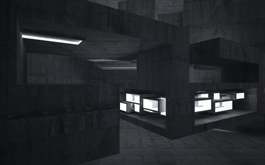 Abstract interior of  concrete. Architectural background. 3D illustration and rendering 