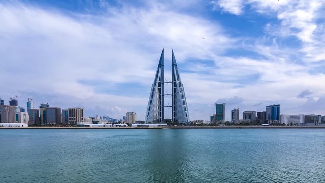 Time lapse view of the high rise buildings in Manama
