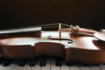 Fototapeta na wymiar Piano keyboard with violin