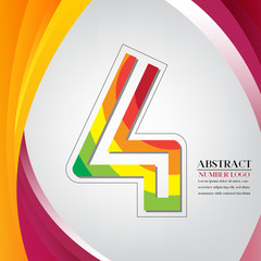 abstract number four rainbow style, arc colorful background vector