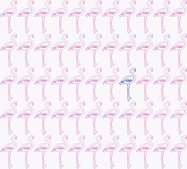 Pattern with pink flamingo bird, tropical mood, great for your design