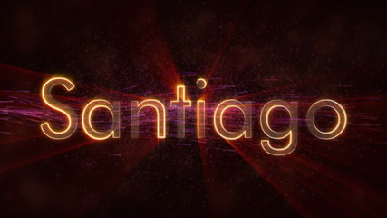 Santiago - Shiny looping city name in Chile, text animation