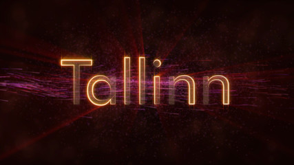 Tallinn - Shiny looping city name in Estonia, text animation