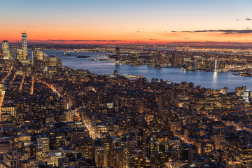 New York City skyscrapers, aerial panorama view