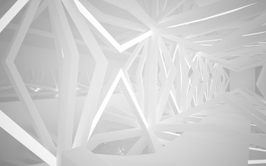 Abstract white interior of the future, with neon lighting. 3D illustration and rendering