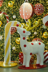 shopping mall at night,decoration  welcome to Christmas and Happy New Year festival