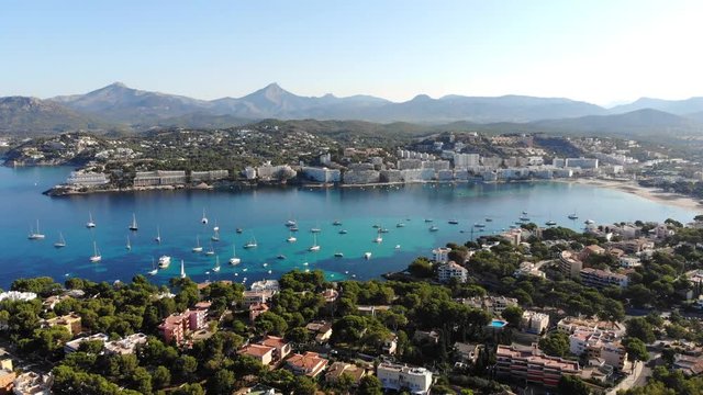 Aerial view, flight to Santa Ponca and the marina, Mallorca, Spain