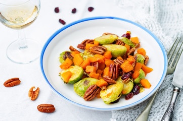 Roasted brussels sprouts honey pumpkin pecan salad