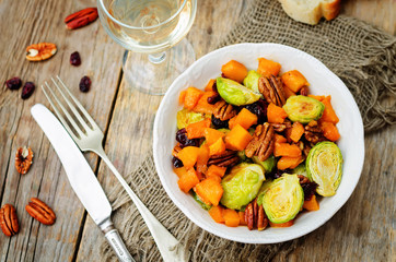 Roasted brussels sprouts honey pumpkin pecan salad