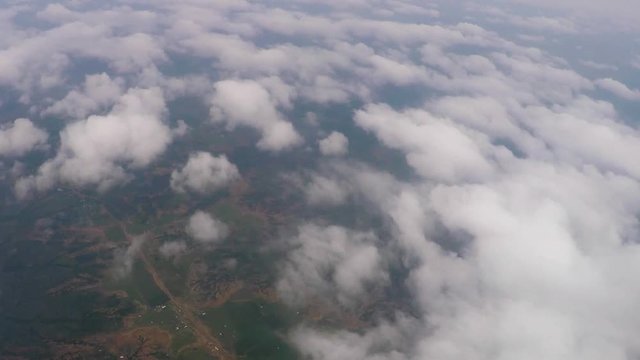 Aerial view of magnificent cloud fill sky above the Kenyan landscape