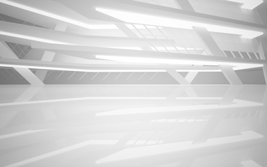 Abstract white interior of the future. 3D illustration and rendering