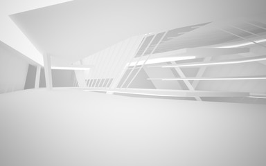 Abstract white interior of the future. 3D illustration and rendering