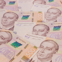 Background with new Banknotes Ukrainian Hryvnia. Inflation, business. econimics and finance theme
