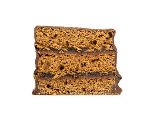 Square baked chocolate dessert with berry jam