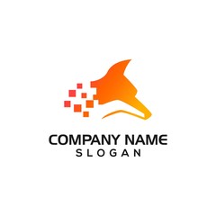 Fox and Digital accent for technology logo template with vector file.