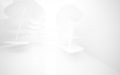 White smooth abstract architectural background. 3D illustration and rendering