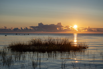 colorful sunset or sunrise in the sea