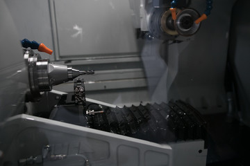 machine tool in metal factory with drilling cnc machines