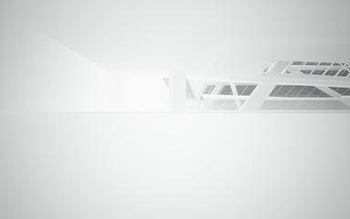 Abstract white interior of the future with glass. 3D illustration and rendering