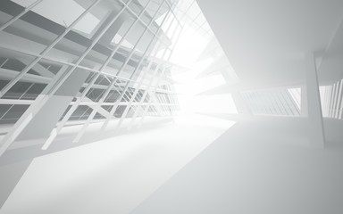 Fototapeta premium Abstract white interior of the future with glass. 3D illustration and rendering