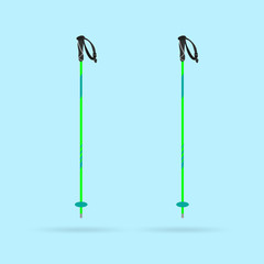 Ski poles flat illustration