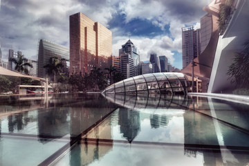 Obraz premium Guangzhou city, Guangdong, China: modern architectural shapes of Zhujiang New Town and International Finance Centre. 