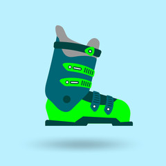 Ski boot flat illustration