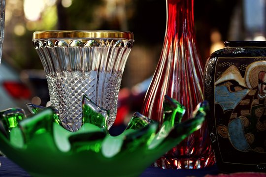 vasos de cristal na feira