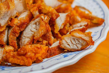 Deep fried crispy pork belly at home.