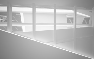 Fototapeta premium Abstract white interior of the future, with neon lighting. 3D illustration and rendering
