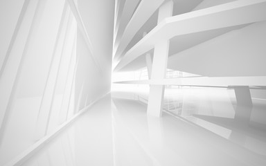 Abstract white interior of the future. 3D illustration and rendering