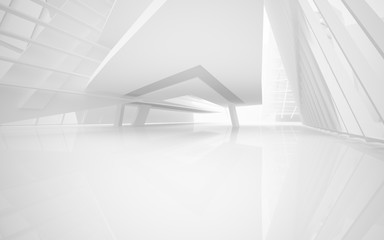 Obraz premium Streszczenie białe wnętrze przyszłości. Ilustracja 3D i renderowania