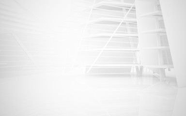 Abstract white interior of the future. 3D illustration and rendering